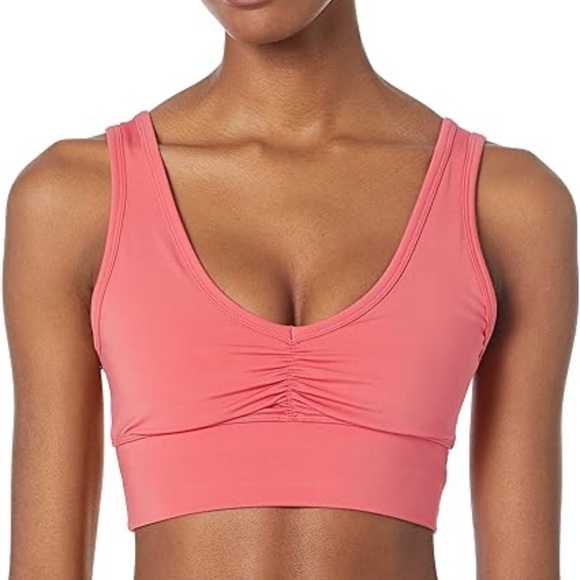 CALVIN KLEIN PERFORMANCE SHIRRED LONG LINE BRA TOP WOMEN REMOVABLE CUPS PINK M - Picture 3 of 9